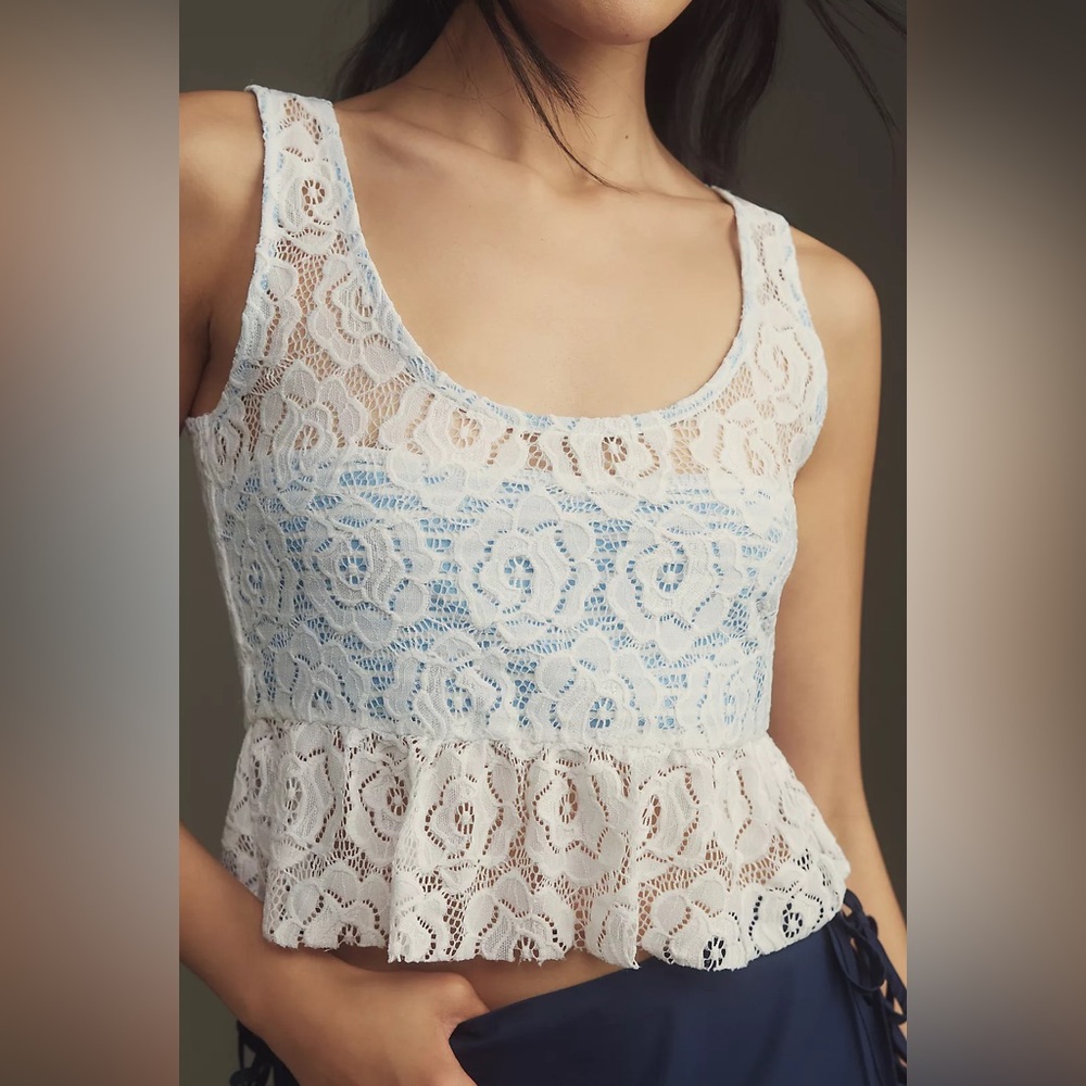 NWT Anthropologie Maeve Lace Overlay Cropped Top